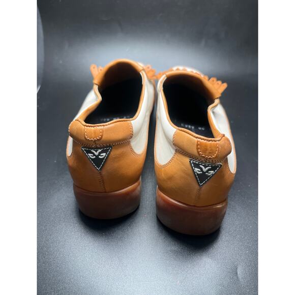 Walter Genuin Linea Stretch White Tan Kilties Golf Leather 8.5 Kilt Shoes Italy - Picture 4 of 7